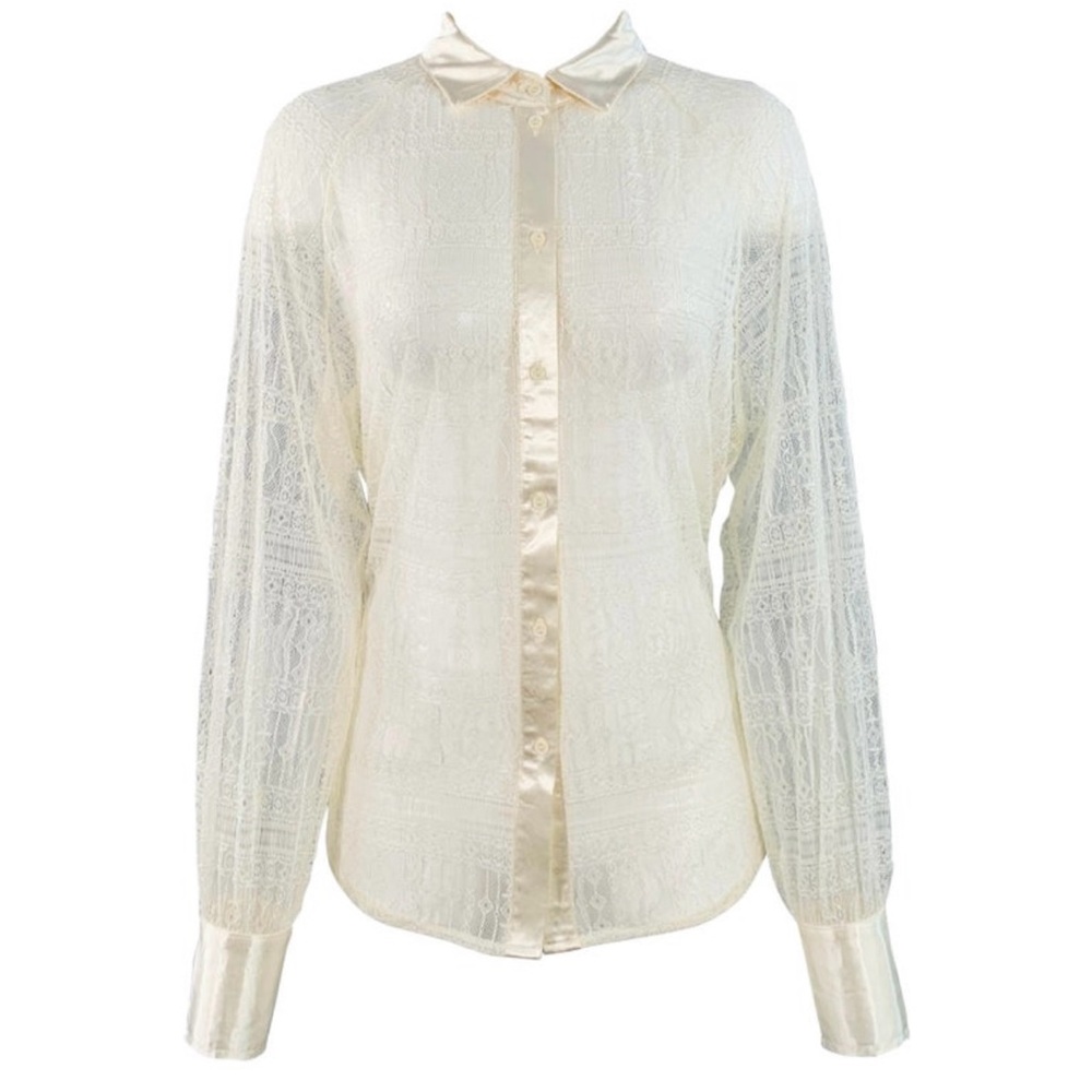 NWT Jason Wu Cream Lace Long Sleeve Blouse Size Medium